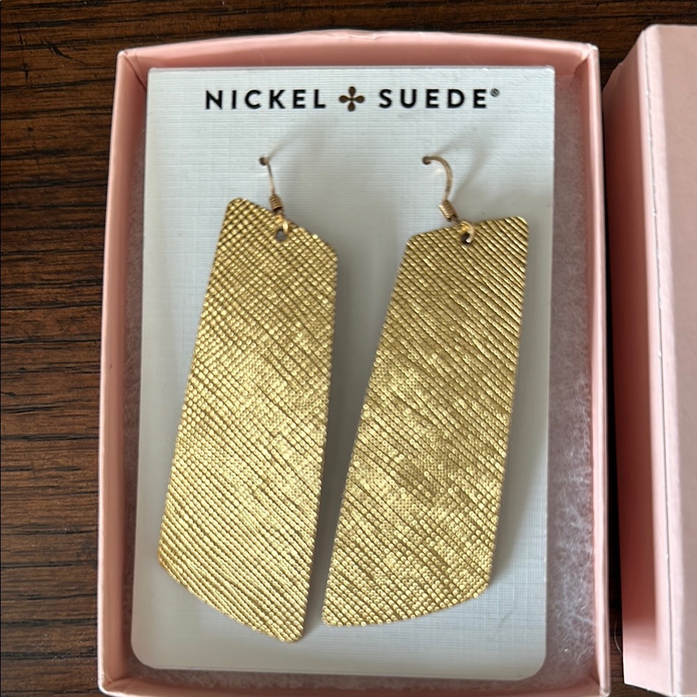 Nickel + Suede Gold Textured Earrings
